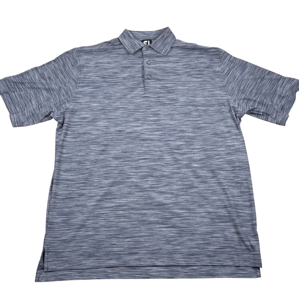 FootJoy Polo Shirt Mens Large Blue Space Dye Performance Golf Tennis Athletic